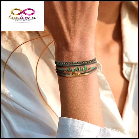 Leather Wrap Bracelet Boho Crystal Beads Cuff Jewelry Women's Accessory - Picture 5 of 6